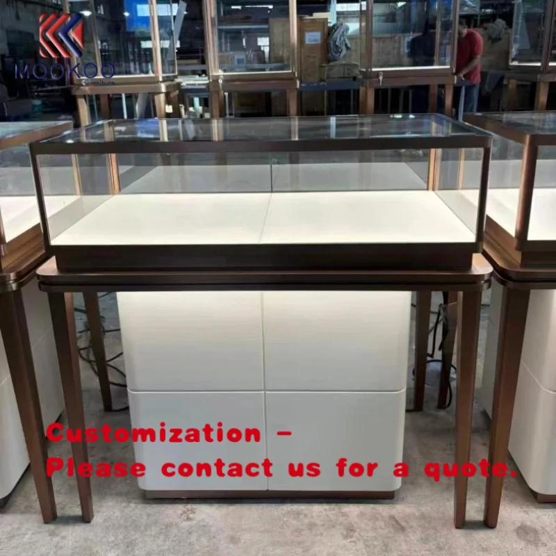 custom.Factory Direct Sale LED Heavy Duty Stand Jewelry Showcase Glass Display Cabinet