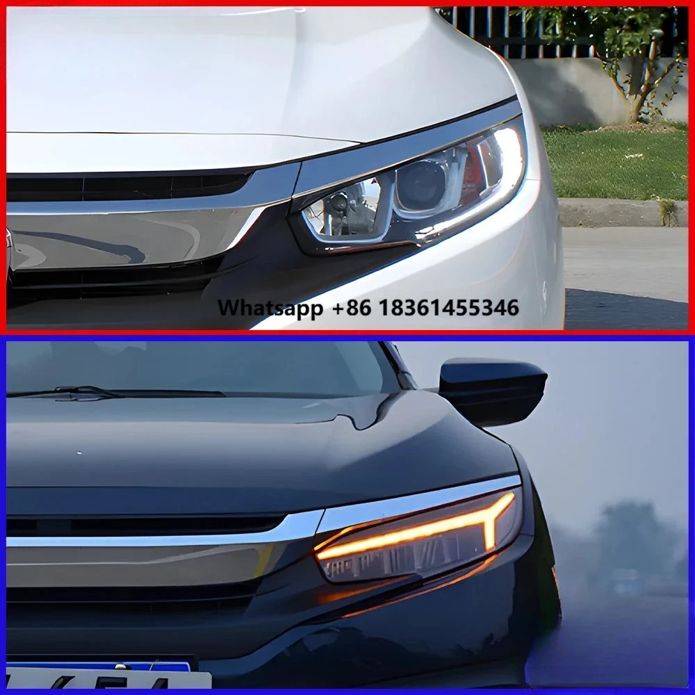 

2016-2021 for Civic X 10th FC Car Front LED Light High Quality Auto Headlight Lens Assembly New Design 6000K Hot Acces