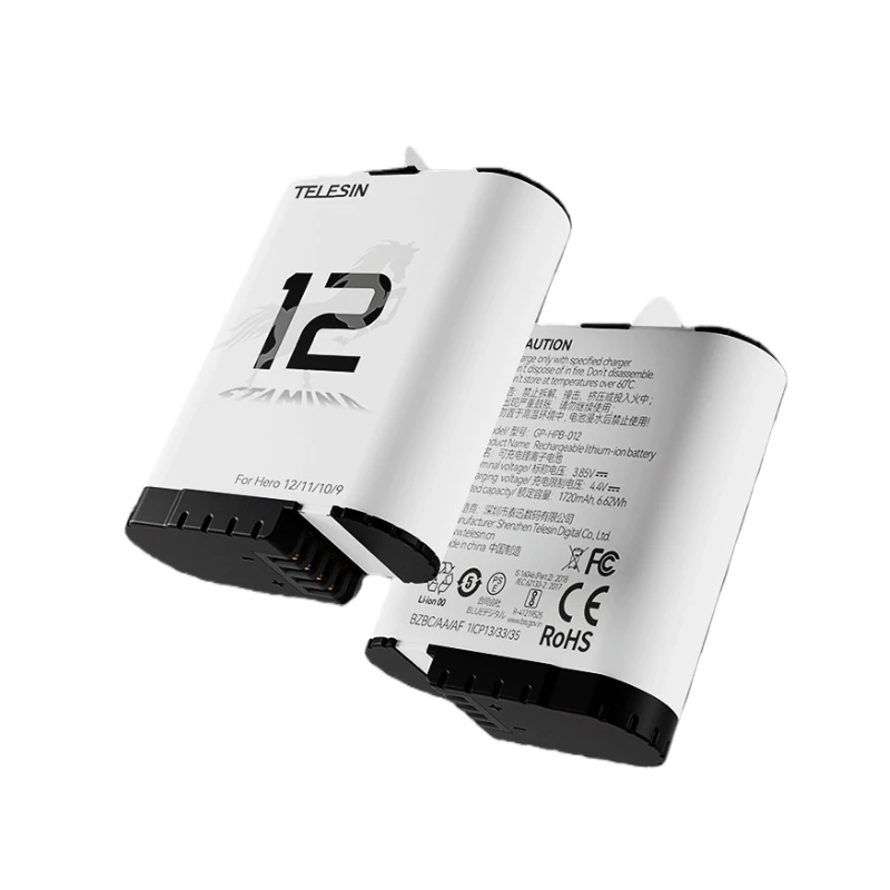 Low-Temperature Pocket Battery 3.85V 1720mAh for GoPro Camera 9 10 11 12 Replace Rechargeable Battery Accessories