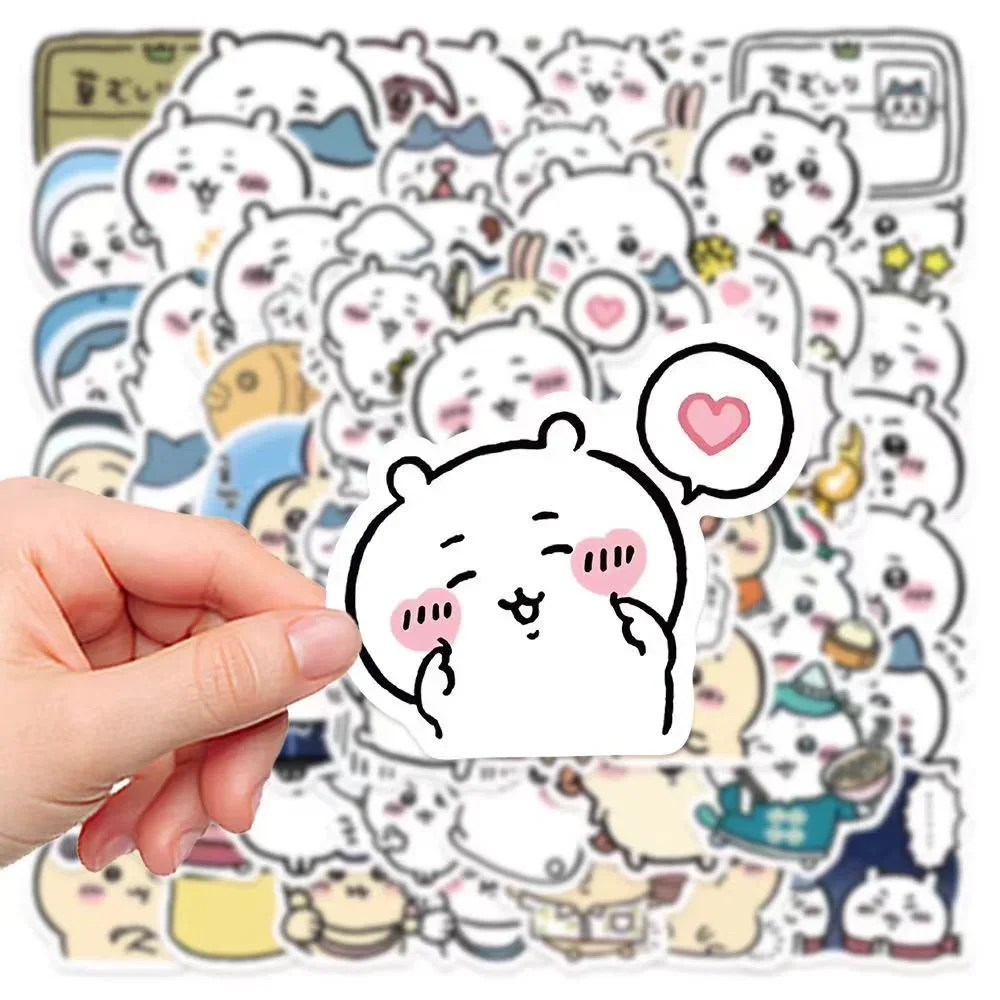 60/100 Buah Stiker Dekoratif Lucu Anime Chikawa Lucu Hachiware Usagi DIY Bagasi Ponsel Laptop Stiker Grafiti Mainan Anak-anak