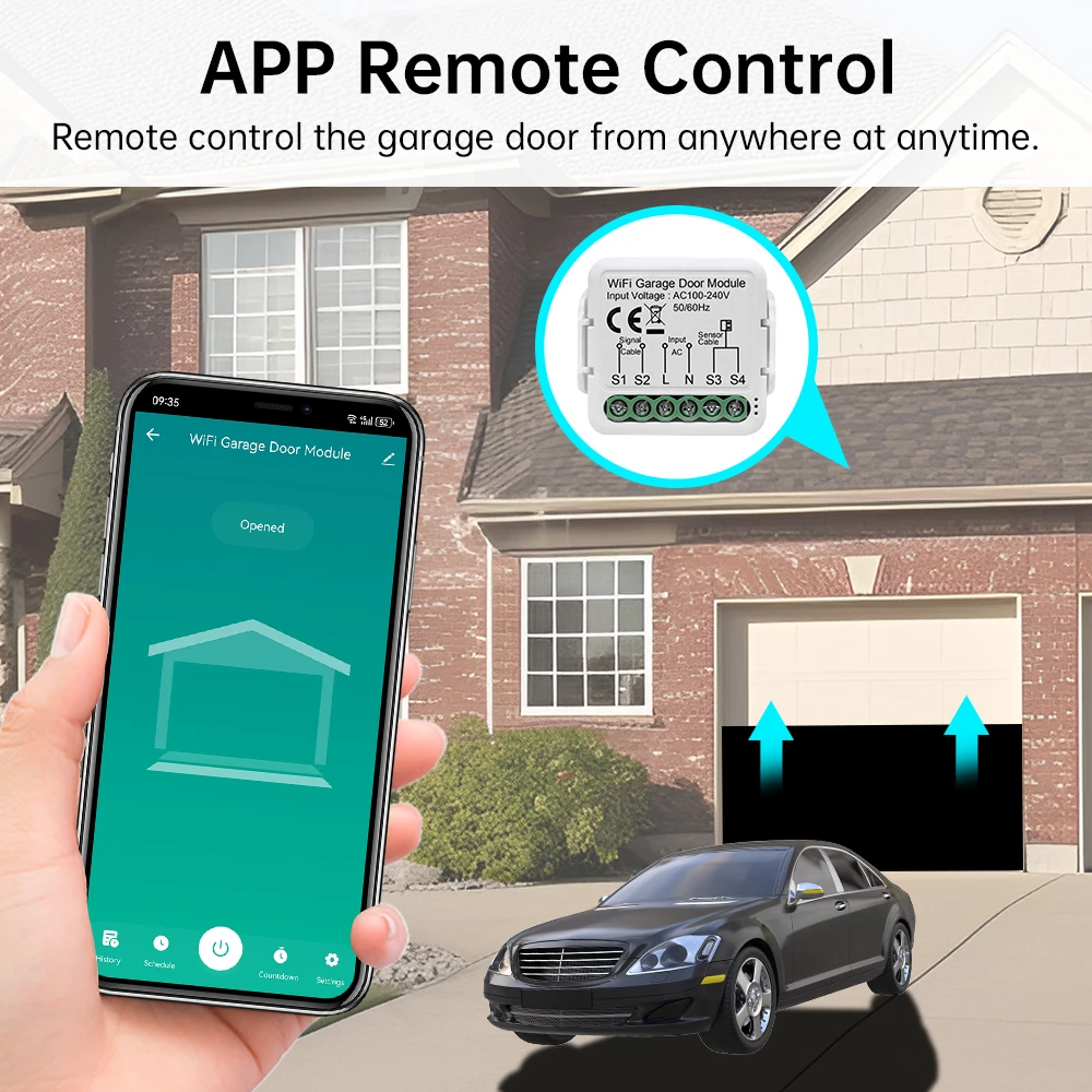 Tuya WiFi Smart Garage Door Opener Controller Smart Garage Door Switch Voice APP Control Work for Alexa Google Home Yandex Alice