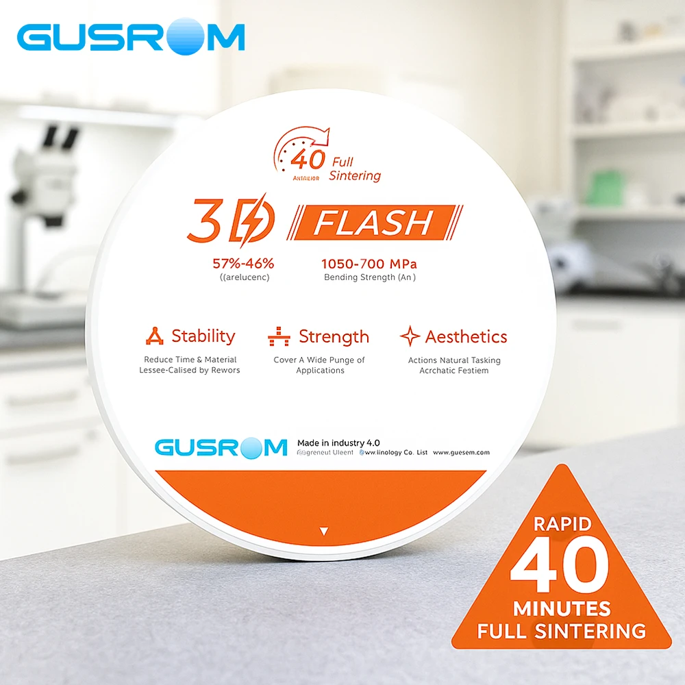 

3D-вспышка, быстрая спекание, циркониевый блок, 98 мм, многослойный стоматологический циркониевый диск, 40 минут, полная спекание, высокая прозрачность для CAD CAM