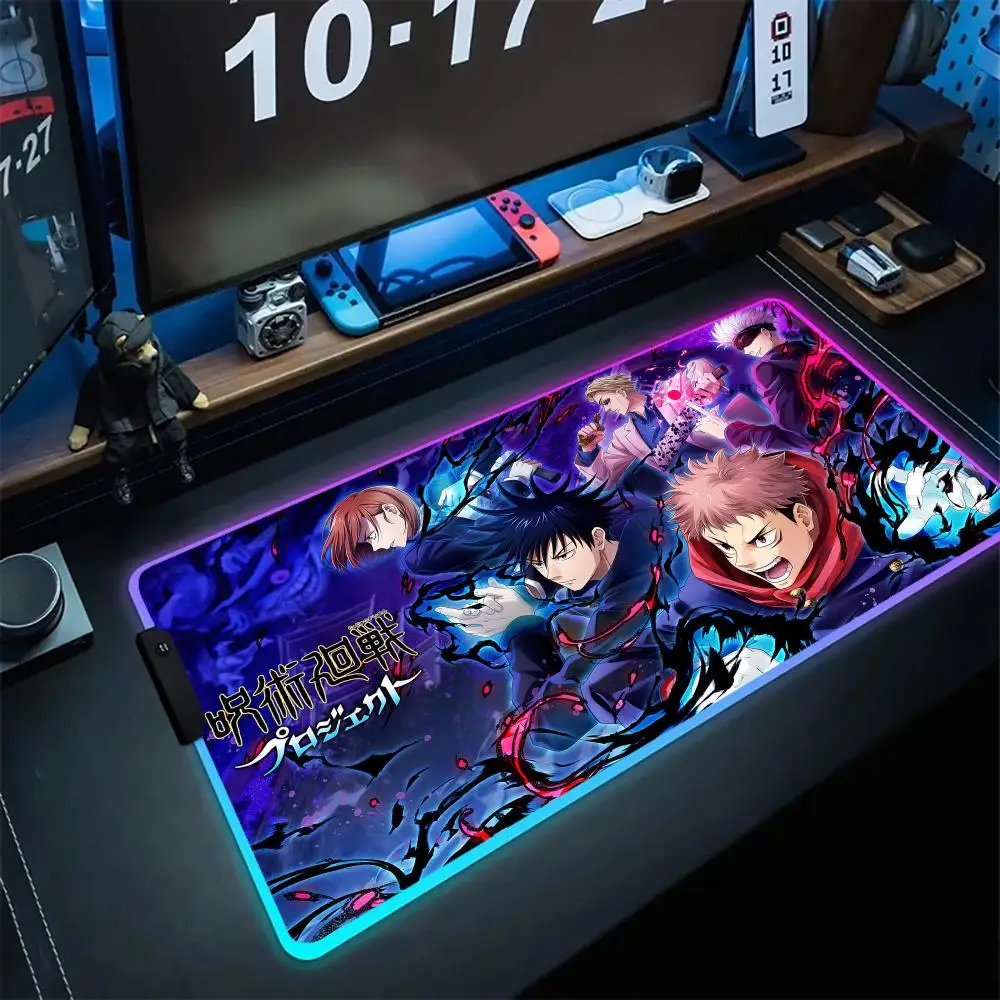 

Computer Gaming Peripheral Accessories Backlight Desk Mat Hot Anime J-Jujutsu K-Kaisen Large Rgb Mice Pad Ryomen Sukuna Mousepad