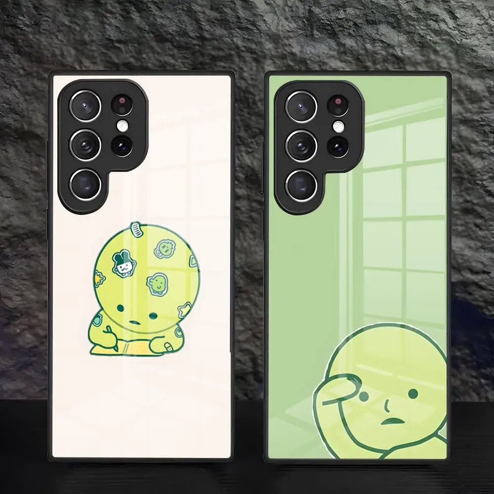 Smiski Green Guy Handyhülle für Samsung S26 S25 S24 FE S23 S22 S21 Plus S20 Ultra Note20Ultra schwarze Glasabdeckung