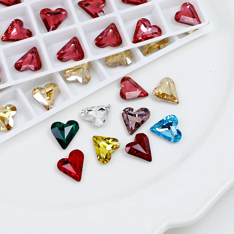 Heart Shape Pointed Back Glass Crystal Rhinestone Crystal Fancy Stone Loose Gemstone Rhinestone For DIY Jewelry Decoration