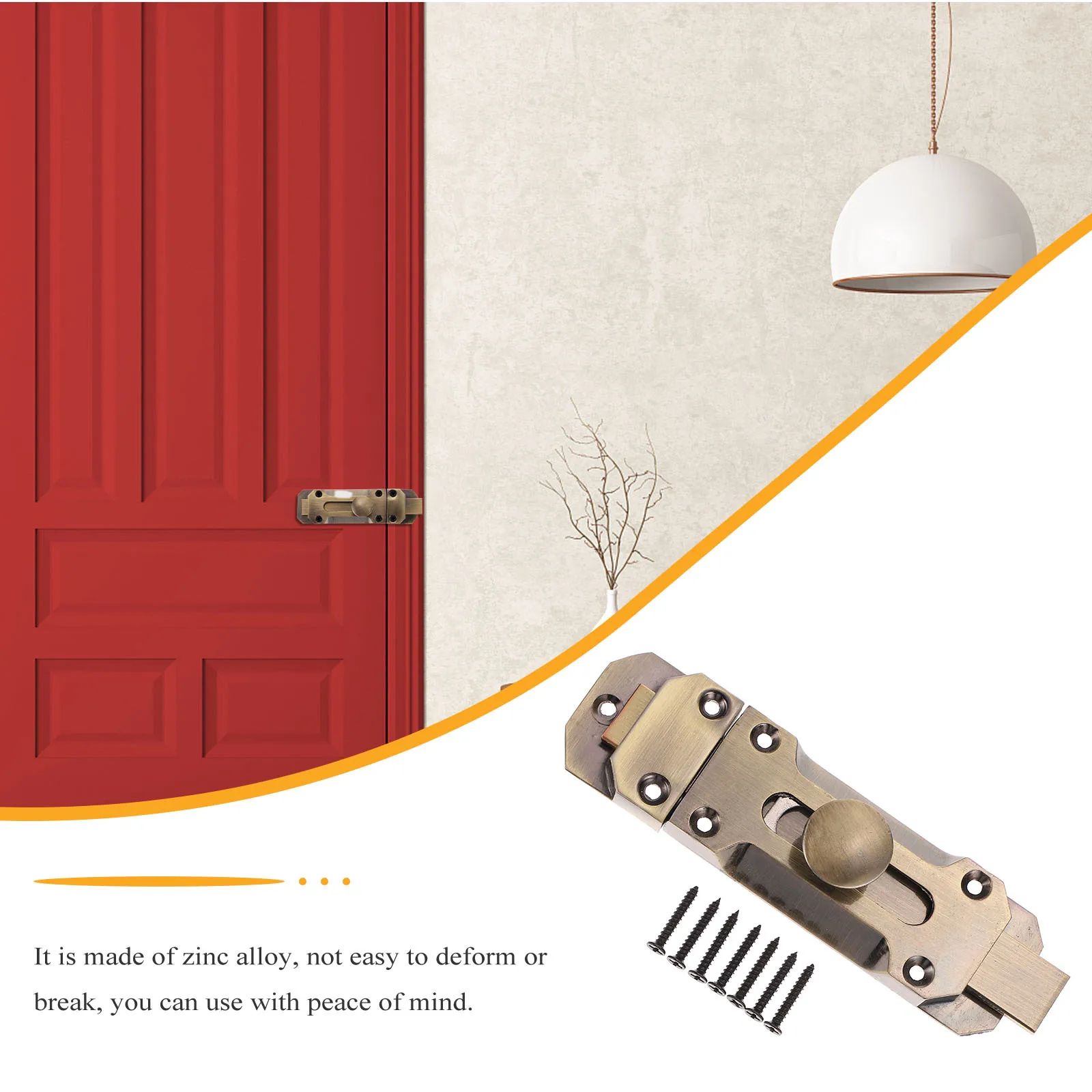 

Retro Door Latch Zinc Alloy Slide Lock Keyless Security Latch Sturdy Practical Home Protection Exquisite Workmanship High