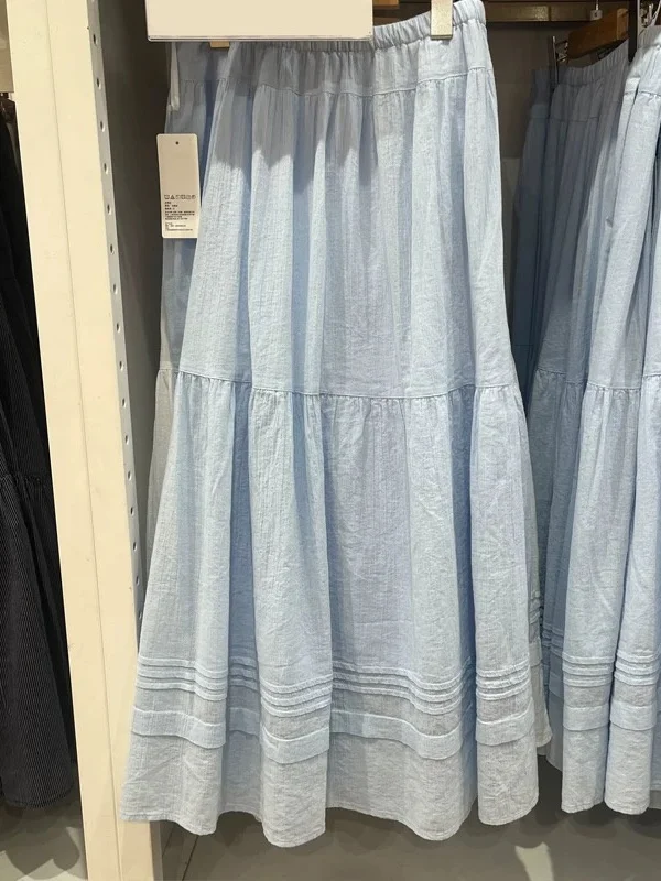 Women's Floral Layered A-Line Midi Skirt Striped Half-length Spring Summer New Style Casual mid Waist Other Fabric Other