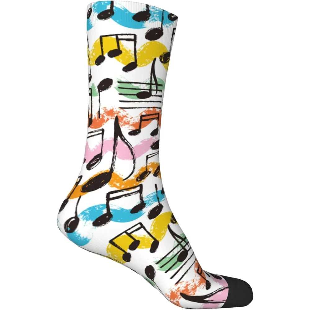 

Носки с ярким рисунком музыкальной ноты, яркая кисть - дизайн с инсультом, мягкие для любителей музыки и повседневных мероприятий