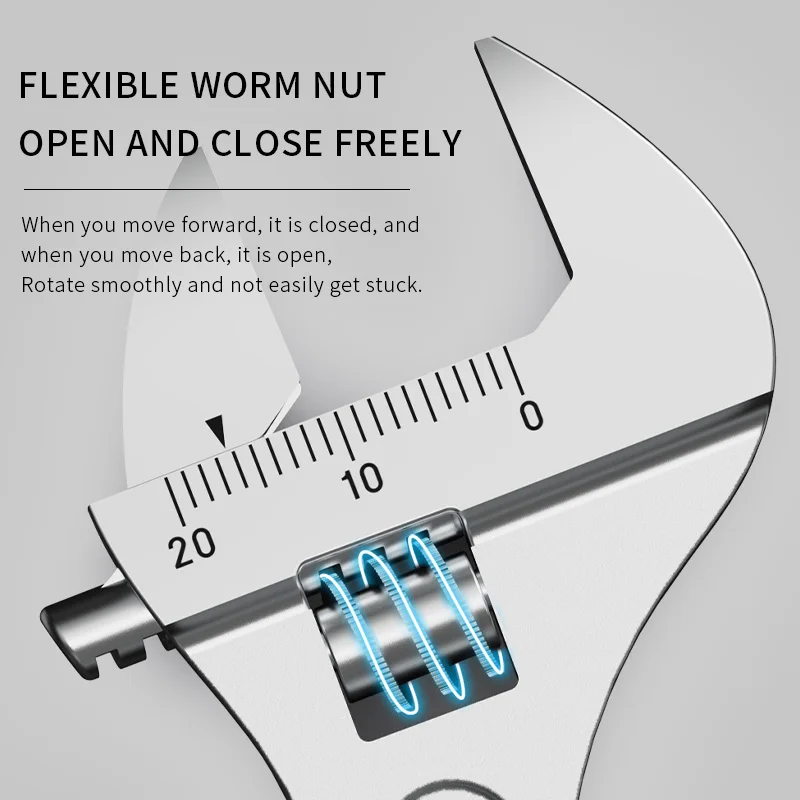 RAYENR Adjustable Wrench Large Openin long Handle Universal Spanner Carbon Steel Mechanical Workshop Hand Repair Tools