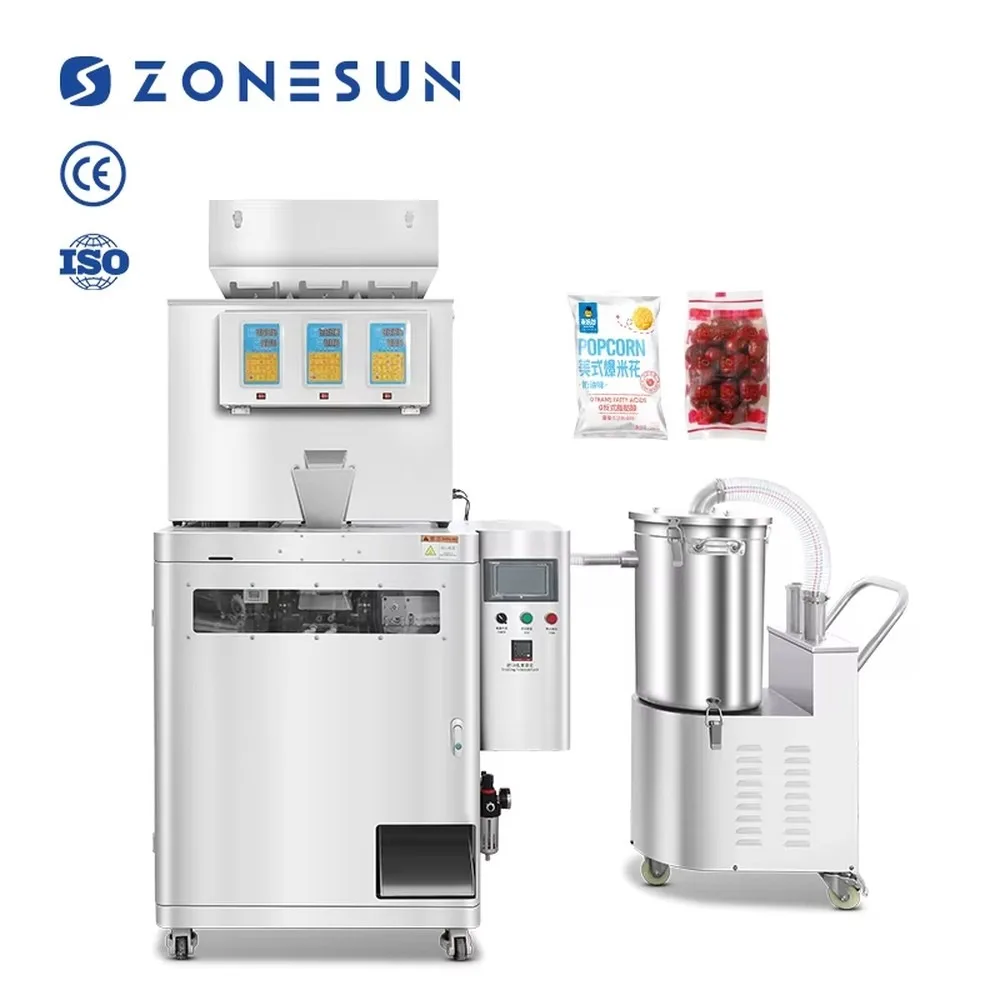 Automatic Three Head Premade Pouch Granule Weighing Filling Sealing Machine for Food Packaging High Efficiency
