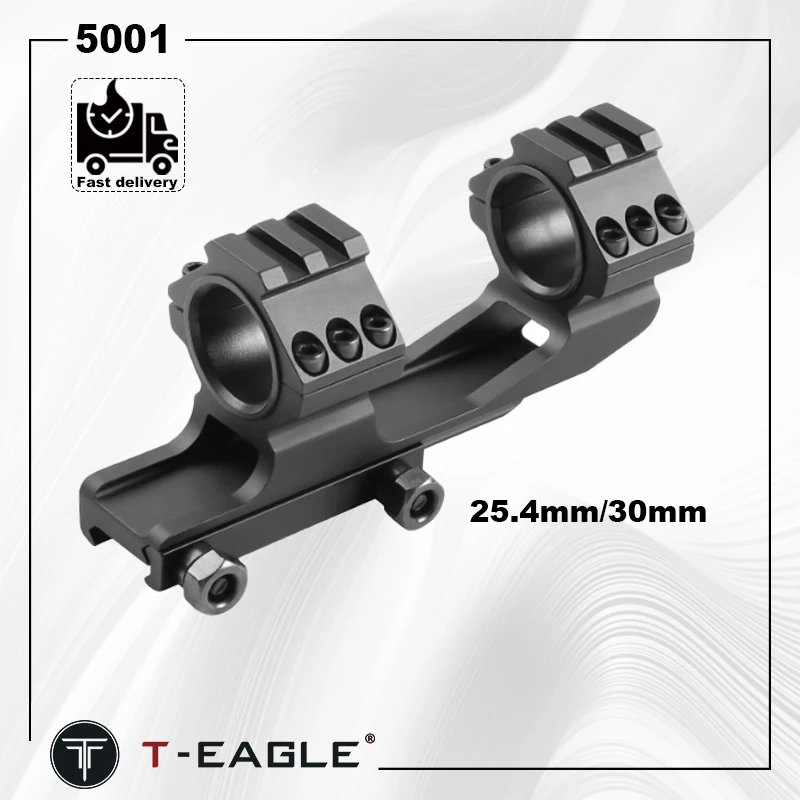 T-EAGLE 5001 One Piece Picatinny Scope Mount Dual Ring 25.4mm/30mm Hunting Scope Adapter 20mm Weaver Picatinny Rail w/ Bubble Le