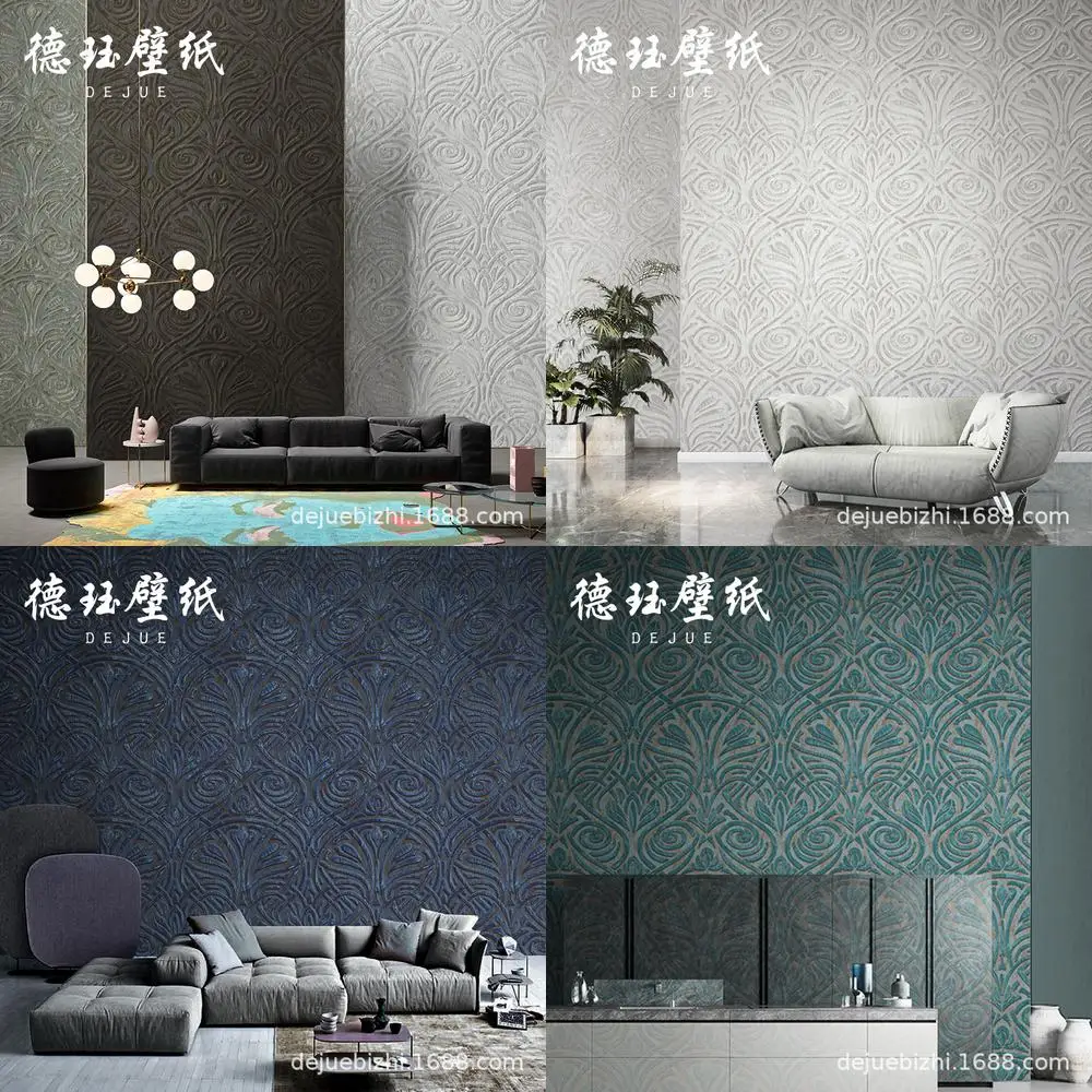 European Vintage Italian Carved Art Abstract Curved Large Flower Wallpaper for Italian Living Room Accent Wall Bedroom Wall