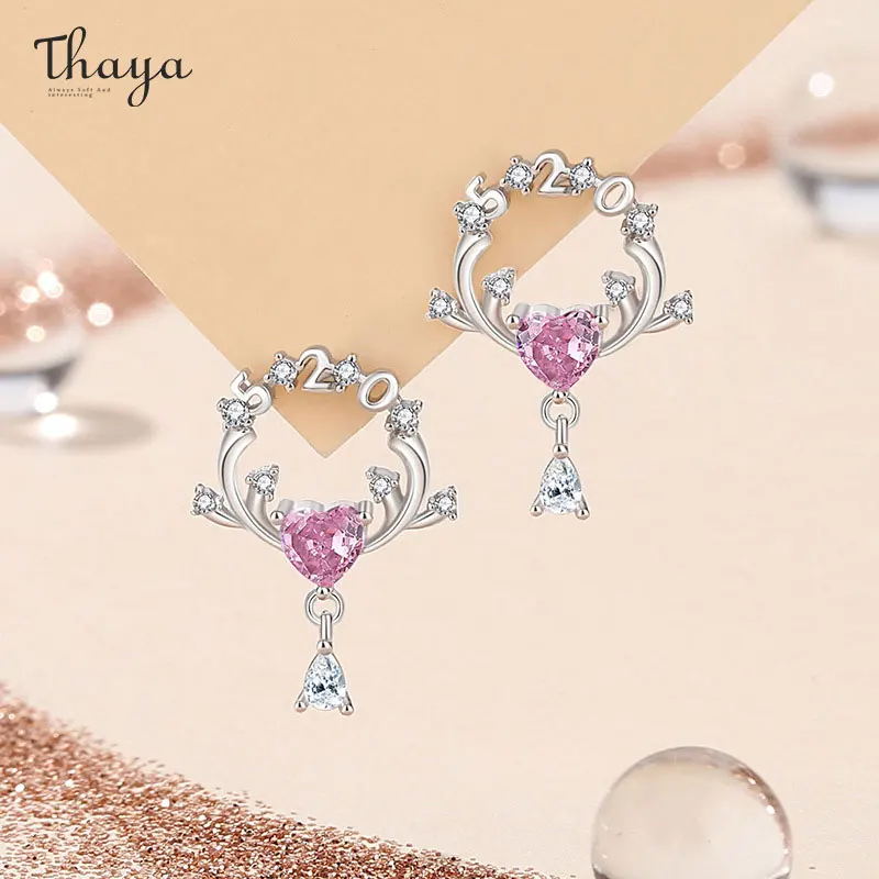 

Thaya S925 Sterling Silver Deer Design Brand Earrings Stud Fashion Elegant Pendant Earring for Women Engagement Jewelry Gifts