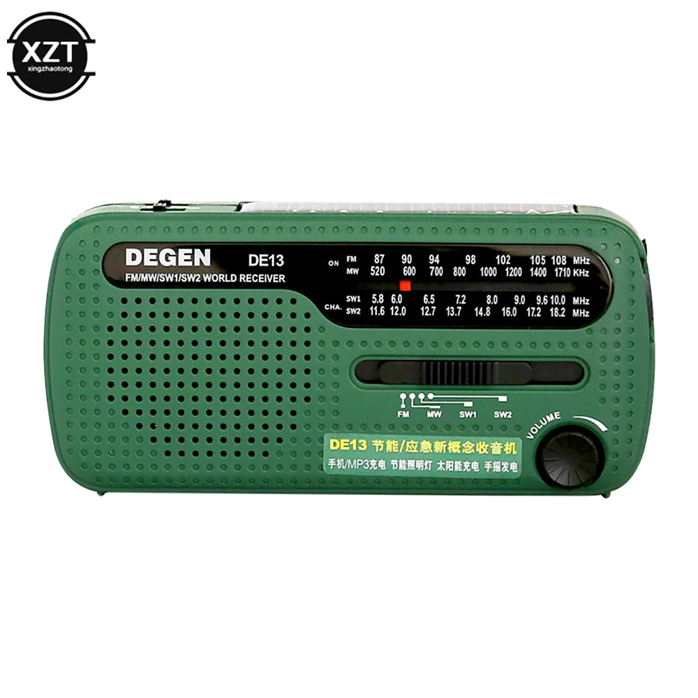 

NEW DEGEN DE13 FM AM SW Crank Dynamo Solar Power Emergency Radio Global receiver High Quality VS Tecsun PL-310ET VS Panda 6200