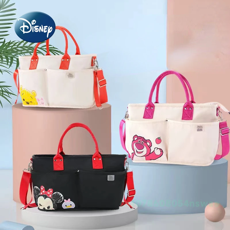 Saco de fraldas crossbody Disney-Mickey, grande capacidade, multifuncional, alta qualidade, marca de luxo, bolsa de bebê original, moda, novo