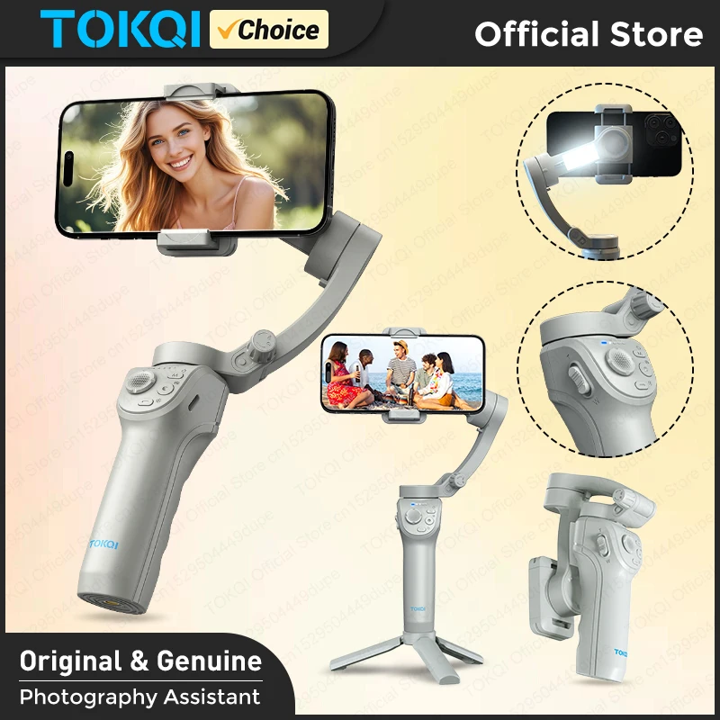 M01 3-Axis مثبت يدوي Gimbal للهاتف المحمول تبادل لاطلاق النار تسجيل فيديو مع ضوء ملء لهاتف Iphone، Xiaomi 15 الهواتف المحمولة