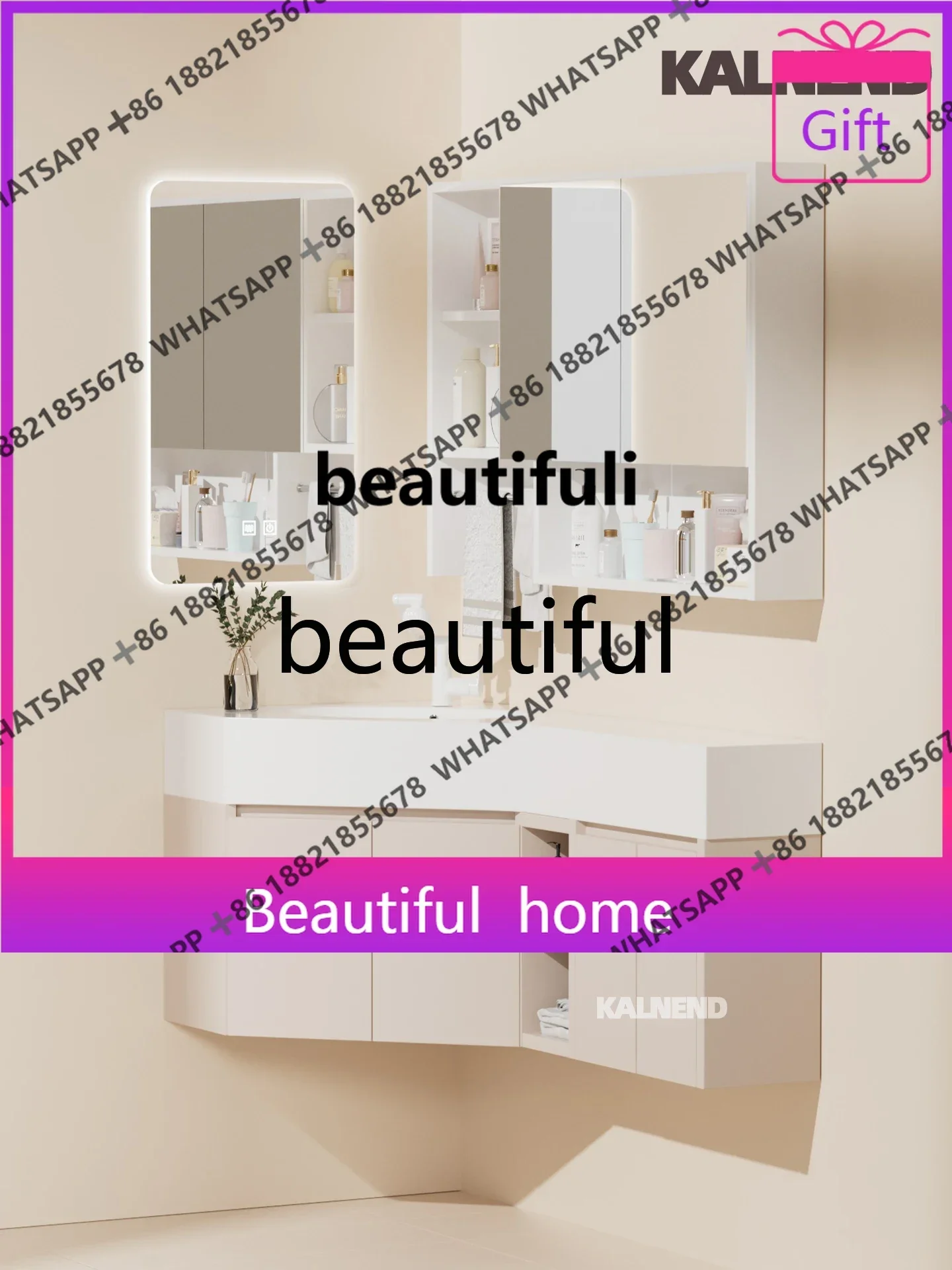 Triangular bathroom cabinet combination hand wash basin ceramic pool seamless bathroom small apartment