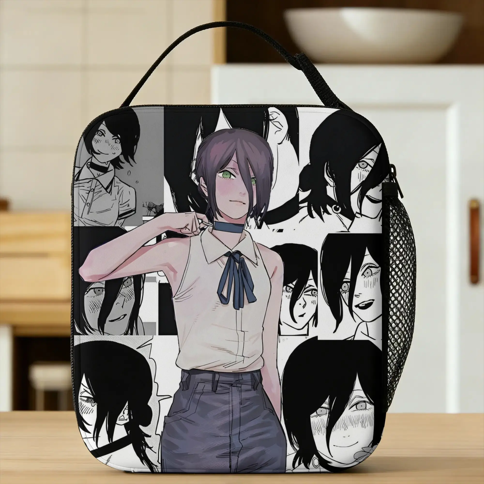 C-Chainsaws Man Reze Insulated Lunch Bag Portable Anime Manga Reusable Thermal Bag Tote Lunch Box Office  Outdoor Girl Boy