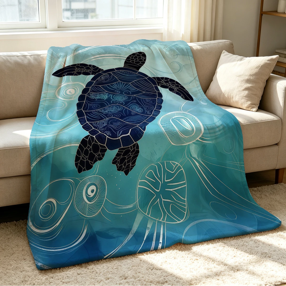 Sea Totem Blanket Soft Cozy Throw for Sofa Bed Festive Holiday Decor Gift for Kids and Adults,Lightweight and Warm
