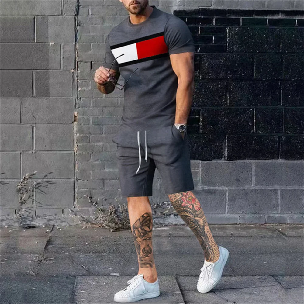 Men T Shirt Sets Luxury Fashion Tracksuit Shorts 2 Piece Suit Casual Summer Oversized Man Clothing Beach Short Sleeve Streetwear