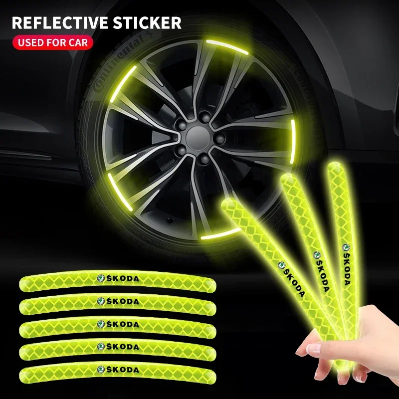 

Car Wheel Hub Reflective Sticker Decor Accessories For Skoda Octavia MK2 MK1 2 3 A5 A7 A8 Fabia Karoq Superb Rapid Kamiq Scala