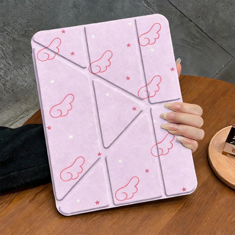 

Чехол Y-Fold Rotating для iPad 2025 с розовыми минималистичными крыльями, защитный, для Pro 11 дюймов, Air 7/6/5, универсальный для 9/10 поколений
