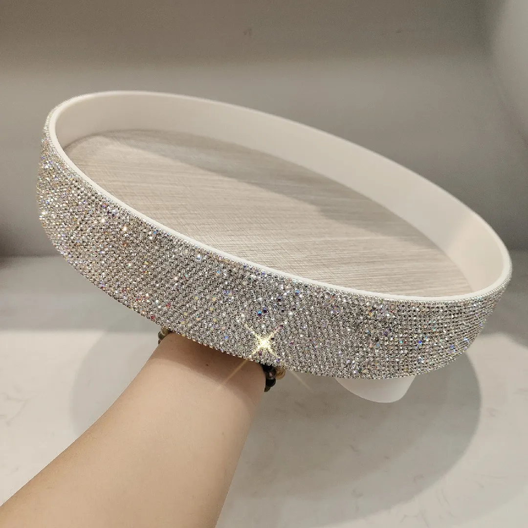 Decorative Tray Storage Organizer Rhinestone Tray Perfume Cosmetic Tray Home Decor Plates Multi-Purpose Storage Rack Sparkling