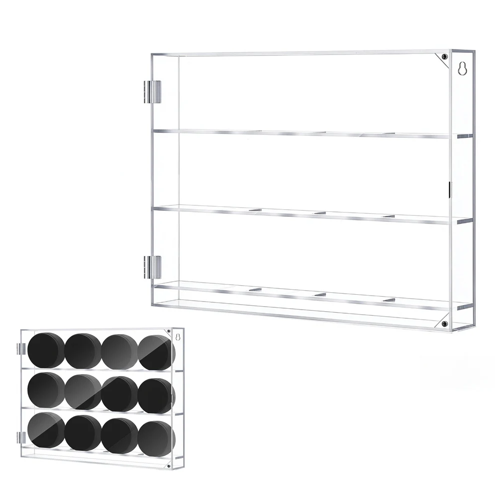 Clear For Acrylic Hockey Puck Display Case For Wall Mounting Or Standing Display Holds 9 Or 8 For Souvenir Game Pucks Safe