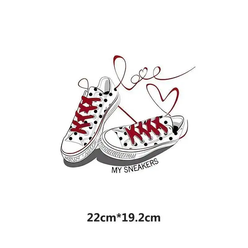 Fashion Shoe Letter Heat Transfer Clothes Stickers Iron On Patches Diy Heat Transfer Sticker For Shirt Decal Factory Wholesale