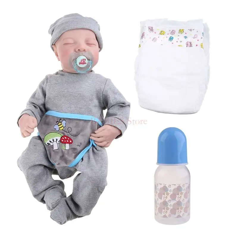 

C9GB 19in Realistic for Doll Closed Eyes Sleep Boy Soft Vinyl Silicone Baby Newborn Toy Gift for Children Kids