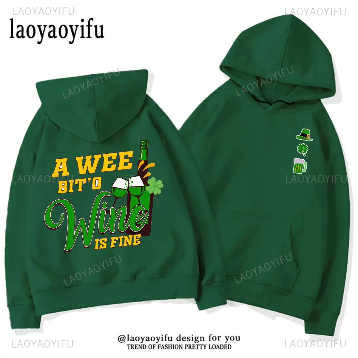 Happy St. Patrick's Day Print Sweatshirt Hoodies for Man Women Casual Fashion Long Sleeve St. Patrick's Day Themed Pullovers