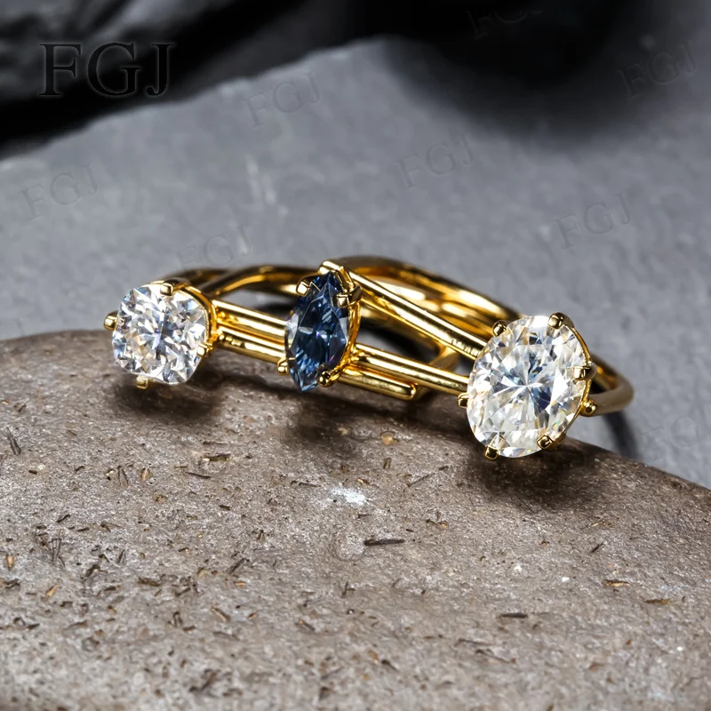 S925 Sterling Silver Irregular Stackable Ring Multi Gemstone Moissanite Paraiba Sapphire Layered Band Women Fine Jewelry