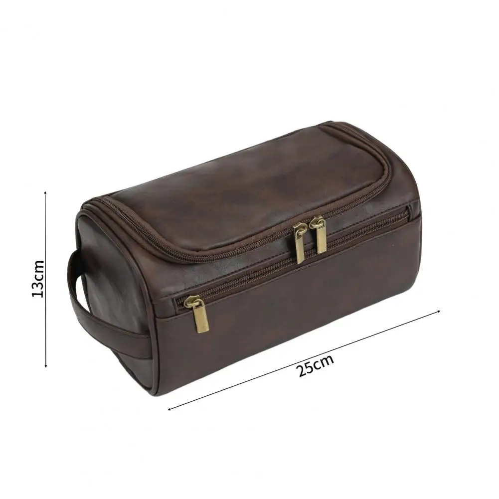 Makeup Bag with Handle Faux Leather Wide Opening Multi-purpose Travel Makeup Toiletry Bag Toiletry Bag Organization