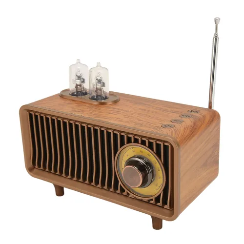 Imagen 2 del producto Radio de sonido estéreo FM de madera, altavoz portátil Bluetooth de imitación de grano de madera Vintage, altavoz portátil, altavoz de Radio Vintage