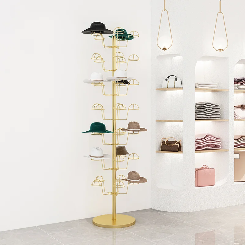 

Custom Thick Iron Clothes Hanger Hat Rack Garment Display Stand Metal Type Kids Hat & Garment Shelf Garment Rack for Shops