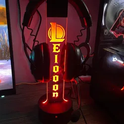 League of Legends Personalized LED Neon Sign Lights Headphone Stand Gamertag 3D RGB Night Lamp for Game Room Desk Decorations