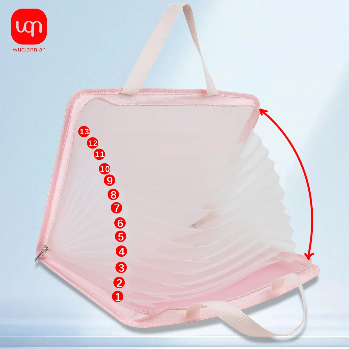 Simple Organ Bag 13 cell A4 portable vertical organ bag, paper and storage folder bag, vertical style tote bag student supplies