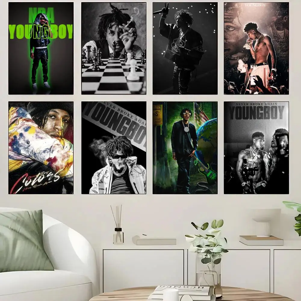 YoungBoy Rapper Portrait Poster Self-adhesive Advanced Aesthetic Printing Paper Wall Art for Living Room Home Decor
