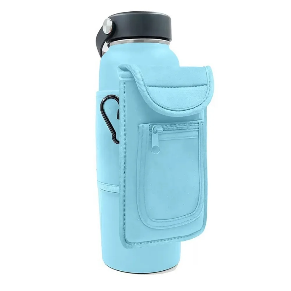 

Portable Gym Bottle Pouch Phone Holder Easy Attachment Water Bottle Bag with Carabiner Large Capacity Gym Sling Bag