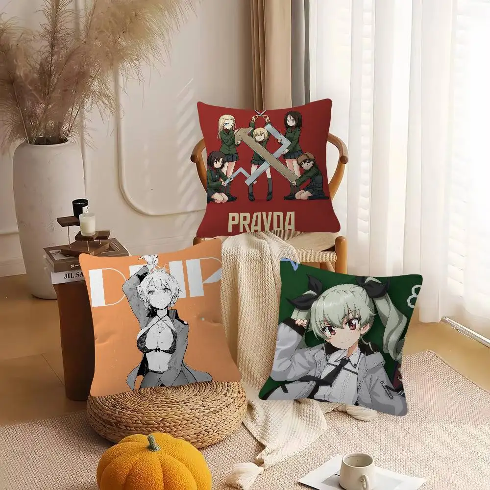 Anime GIRLS Und PANZER Cute Cartoon Two-dimensional Pillowcase Bedroom Sofa Cushion Cover Nap Pillow Cover