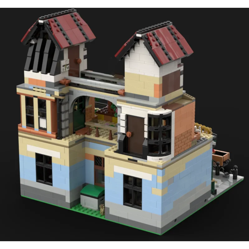 Stad Street View Moc Bouwstenen Modulair De Twin Clock Towers Bricks Model DIY Assemblage Constructie Speelgoed Vakantiecadeaus