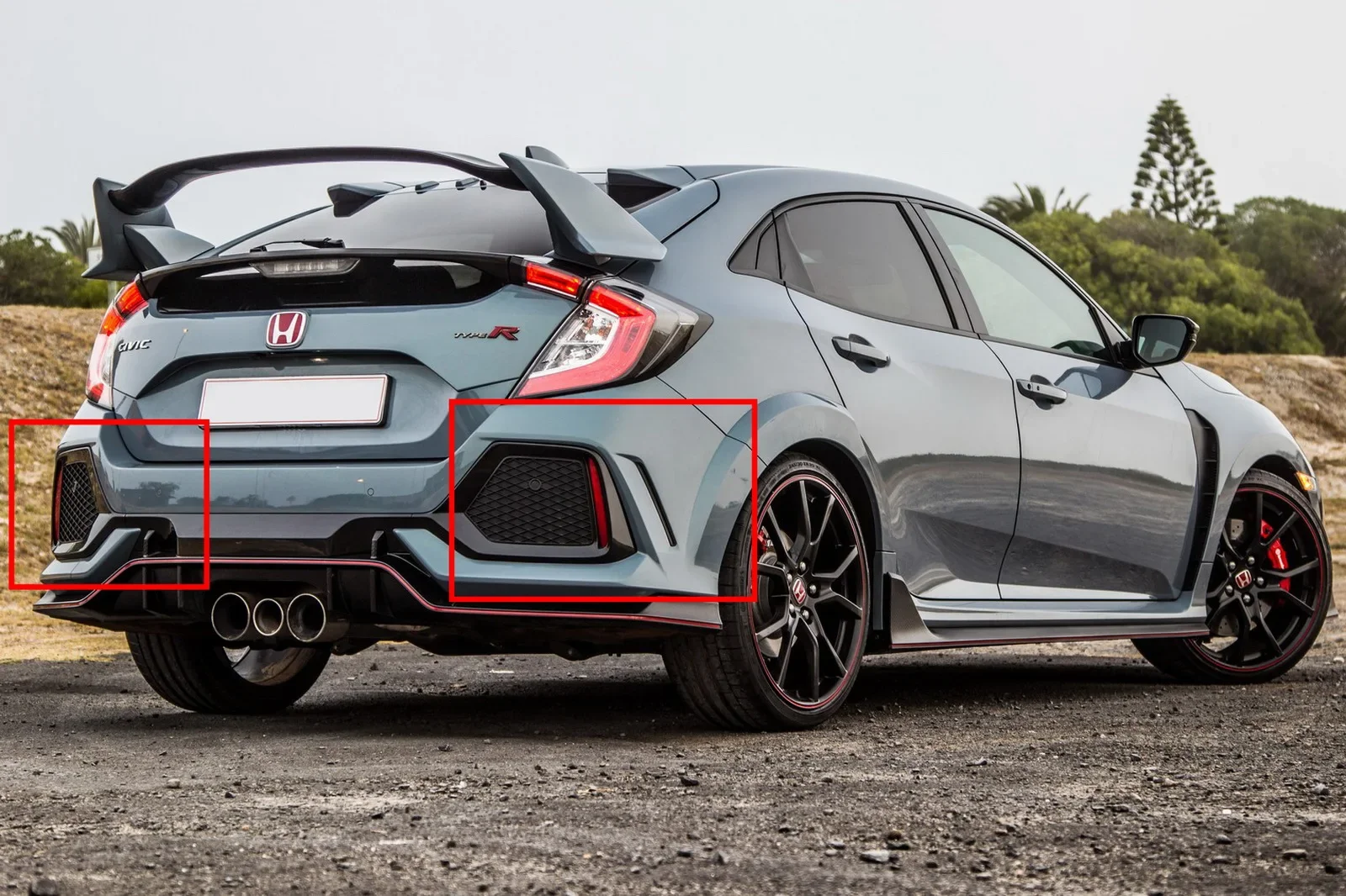 ANGRONG 1 زوج الأحمر عدسة المصد الخلفي عاكس لا ضوء لهوندا سيفيك X FK FC HB نوع R 2016 + #4