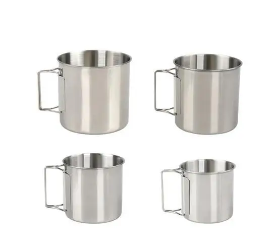 

4Pcs Outdoor Camping Stainless Steel Foldable Cup Set Portable Travel Bbq Water Tea Holder Cups Foldable Camping Cups