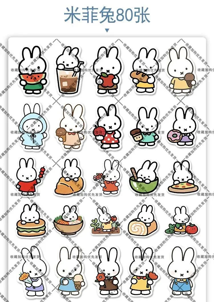 160 Stück Niedliche Miffy Heilende Aufkleber, Vintage Kawaii Miffy Sticker – Detail 4