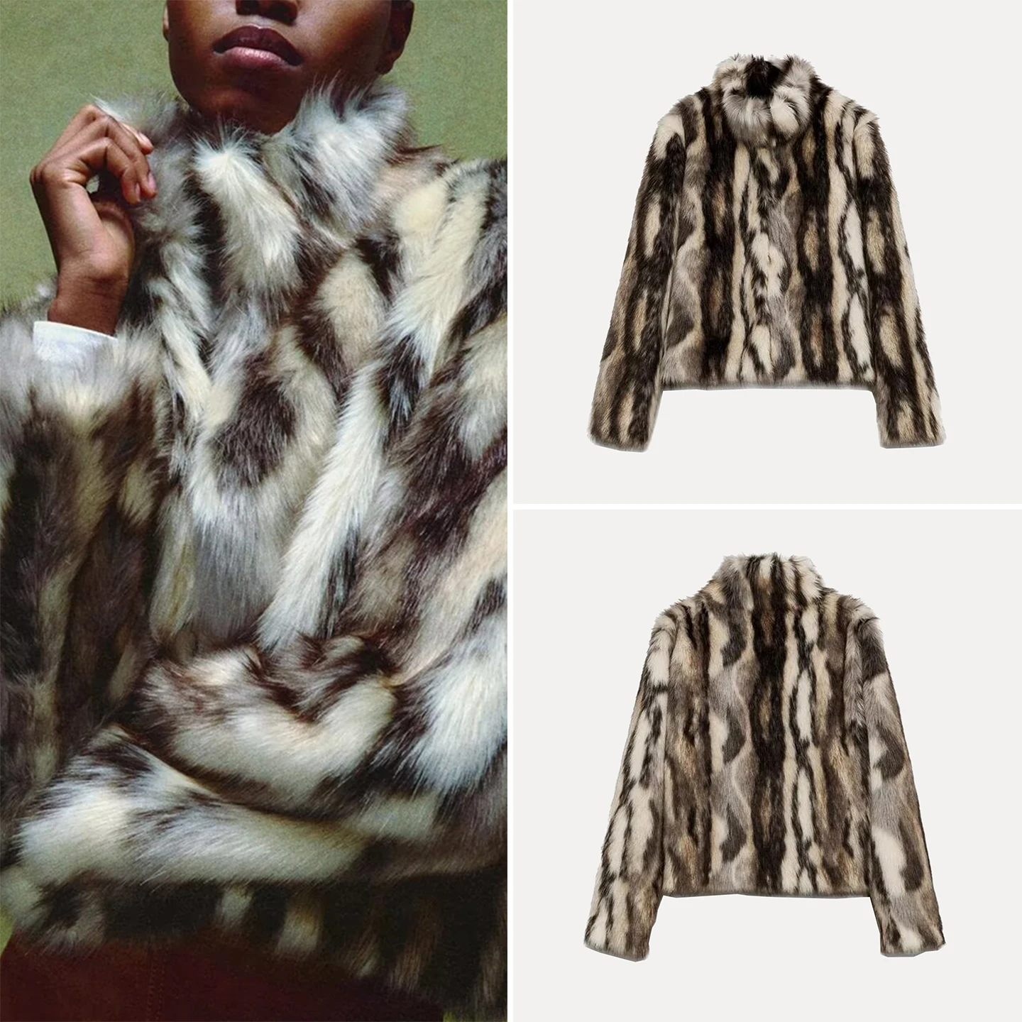 

Z женское модное пальто с эффектом искусственного меха, новинка 2025, верхняя одежда Sle Personali, длинная све, свободная посадка из полиэфирного волокна