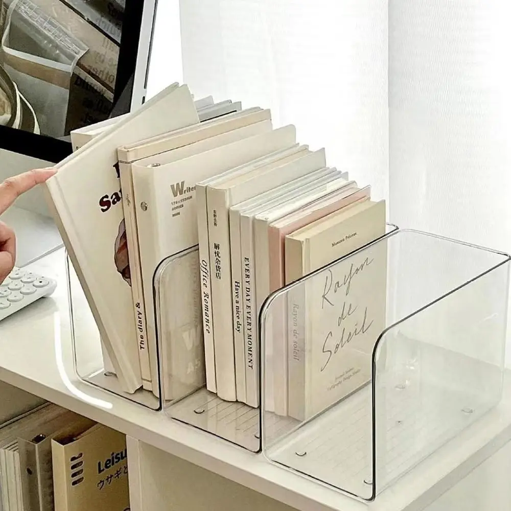 Portable Acrylic Book Stand Transparent U-shaped Bookends Free Combination Book Folder Desk Storage Rack Home Office