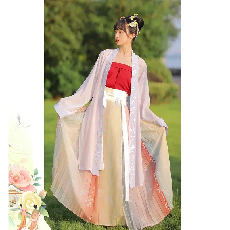 Song Dynasty Women Chinese Traditional National Hanfu Set Skirt Folk Fairy Dance Costume Clothing Lady Oriental Cosplay Clothing