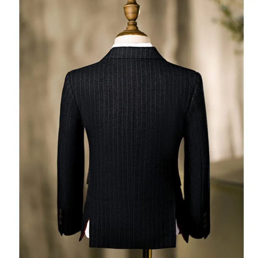 6-teiliger gestreifter Gentleman-Smokinganzug für Jungen, Kinder-Catwalk-Festoutfit, Kinder-Hochzeits-, Geburtstags-, Party- und Auftrittskostüm-Set A2159 – Detail 7