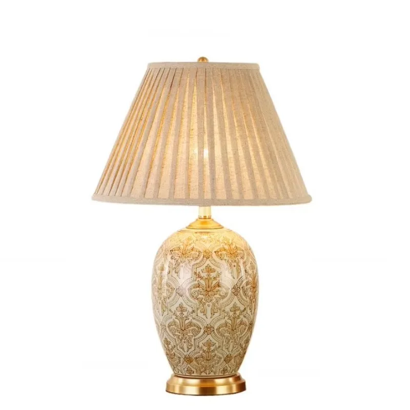 New Gold Home Decoration Brass Light Luxury Modern Ceramic Table Modern Lighting