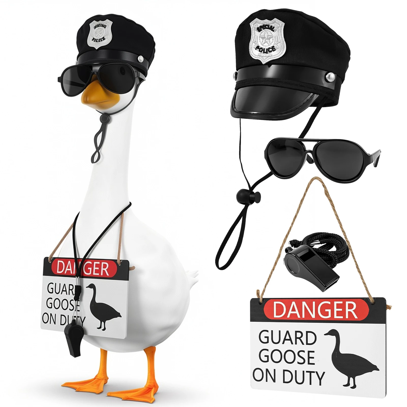 Police Porch Goose Outfit Polyester Fabric Goose Police Costume Weather Resistant Porch Goose Outfit for 23